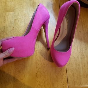 Hot pink stiletto high heels